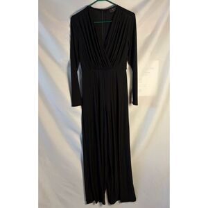 Armani Exchange A|X Black Long Sleeve V-Neck Wide Leg Jumpsuit - Size 10